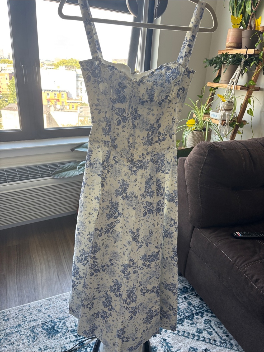 House of CB Blue & White Floral Midi Dress